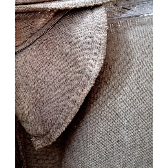 Tallbots Women's L Beige Linen Blend Button Front Maxi Dress Short Sleeves - Picture 9 of 10